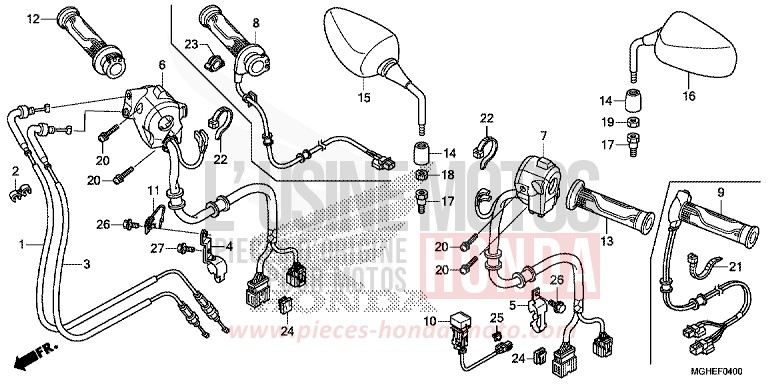 COMMUTATEUR/CABLE/MIROIR (VFR1200X/XA/XL) de VFR1200X "Crosstourer" Méca MAT TITANIUM BLADE METALLIC (YR327) 2014